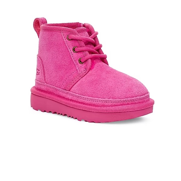 UGG Kids Pink Boots Neumel Chukka Rock Rose Lace Up Waterproof Girls Size 2 - Picture 1 of 10